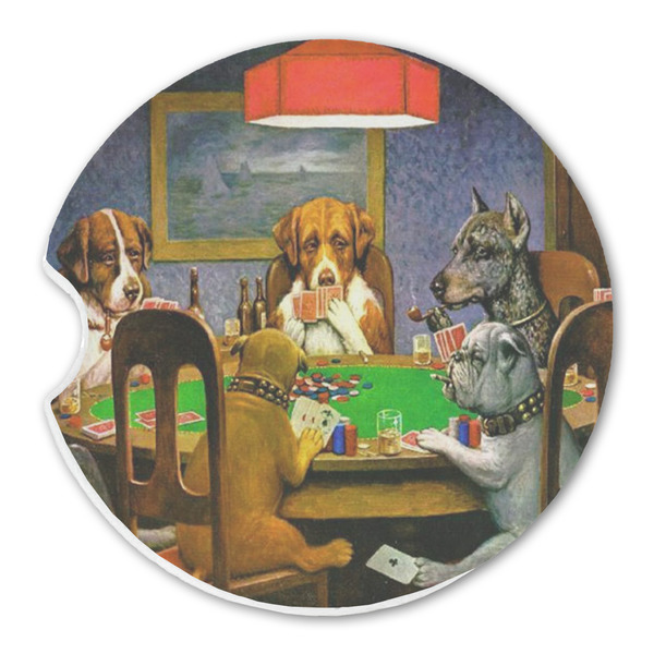 Custom Dogs Playing Poker 1903 C.M.Coolidge Sandstone Car Coaster - Single