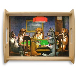 Dogs Playing Poker 1903 C.M.Coolidge Natural Wooden Tray - Large