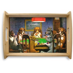 Dogs Playing Poker 1903 C.M.Coolidge Natural Wooden Tray - Small