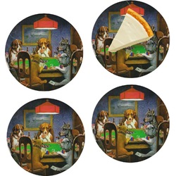 Dogs Playing Poker by C.M.Coolidge Set of 4 Glass Appetizer / Dessert Plate 8"