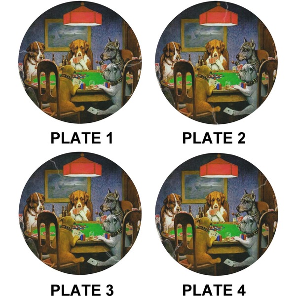 Dogs Playing Poker by C.M.Coolidge Set of Lunch / Dinner Plates (Approval)