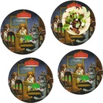 Dogs Playing Poker by C.M.Coolidge Set of 4 Glass Lunch / Dinner Plate 10"