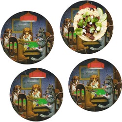 Dogs Playing Poker by C.M.Coolidge Set of 4 Glass Lunch / Dinner Plate 10"