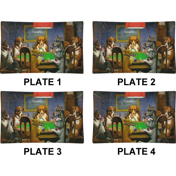 Dogs Playing Poker by C.M.Coolidge Set of Rectangular Dinner Plates (Approval)