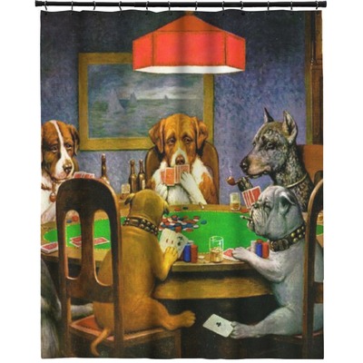 Dogs Playing Poker by C.M.Coolidge Extra Long Shower Curtain - 70"x84"