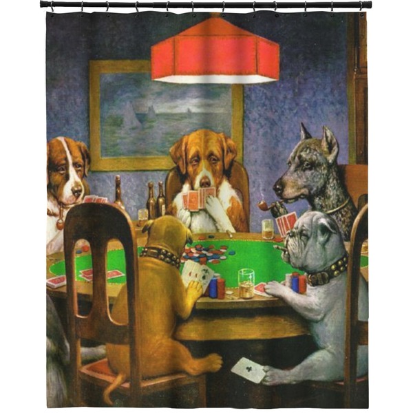 Custom Dogs Playing Poker by C.M.Coolidge Extra Long Shower Curtain - 70"x84"