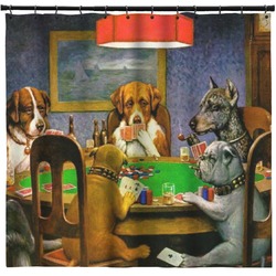 Dogs Playing Poker by C.M.Coolidge Shower Curtain - Custom Size