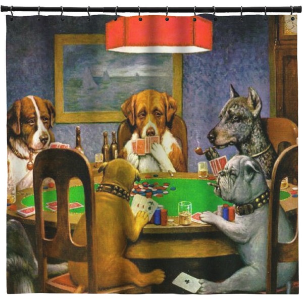 Custom Dogs Playing Poker by C.M.Coolidge Shower Curtain - Custom Size