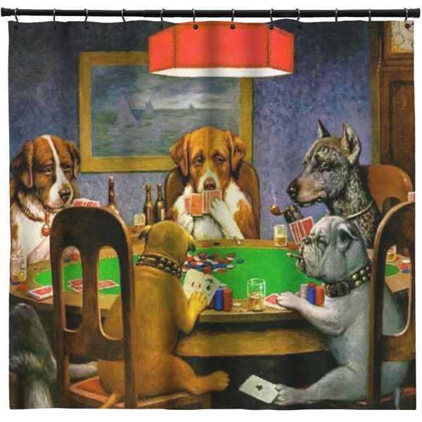 Custom Dogs Playing Poker by C.M.Coolidge Shower Curtain - 71" x 74"