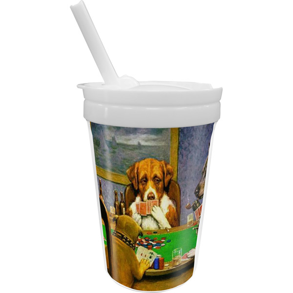Custom Dogs Playing Poker 1903 C.M.Coolidge Sippy Cup with Straw