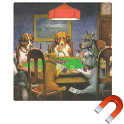 Dogs Playing Poker by C.M.Coolidge Square Car Magnet - 10"