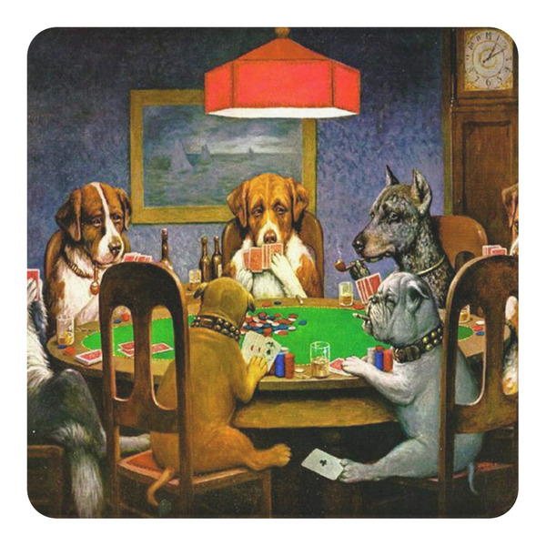 Custom Dogs Playing Poker 1903 C.M.Coolidge Square Decal - Medium