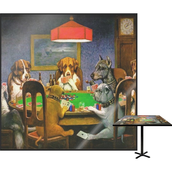Custom Dogs Playing Poker 1903 C.M.Coolidge Square Table Top