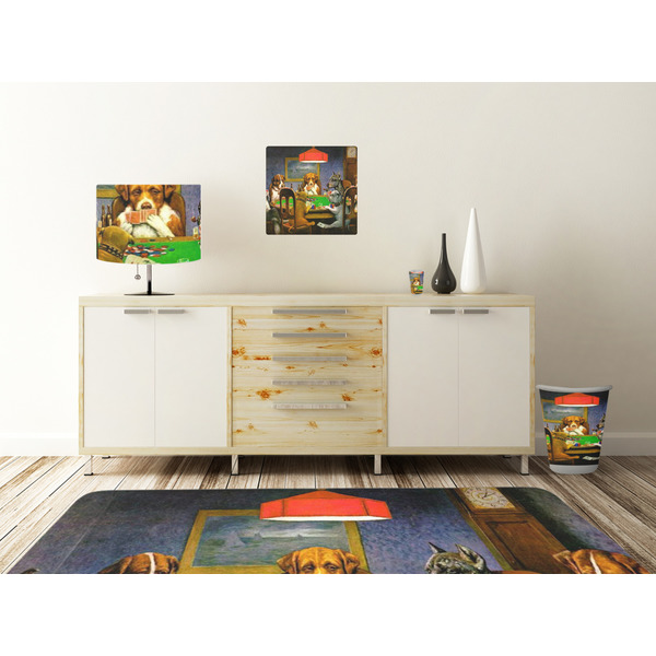 Dogs Playing Poker by C.M.Coolidge Square Wall Decal Wooden Desk