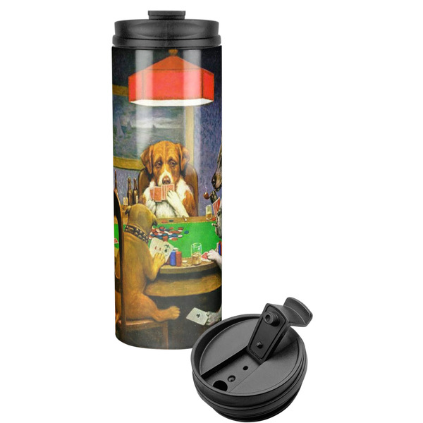 Custom Dogs Playing Poker by C.M.Coolidge Stainless Steel Skinny Tumbler