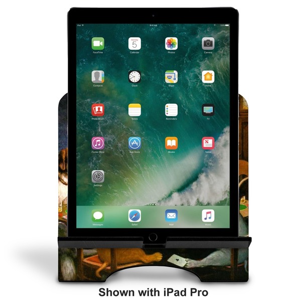 Dogs Playing Poker by C.M.Coolidge Stylized Tablet Stand - Front with ipad