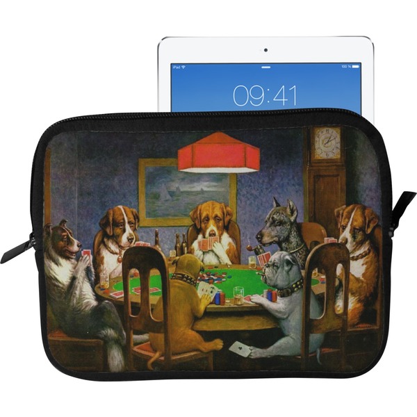 Custom Dogs Playing Poker by C.M.Coolidge Tablet Case / Sleeve - Large