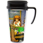 Dogs Playing Poker by C.M.Coolidge Acrylic Travel Mug with Handle