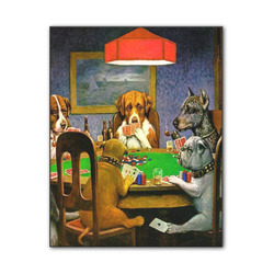 Dogs Playing Poker by C.M.Coolidge Wood Print - 11x14