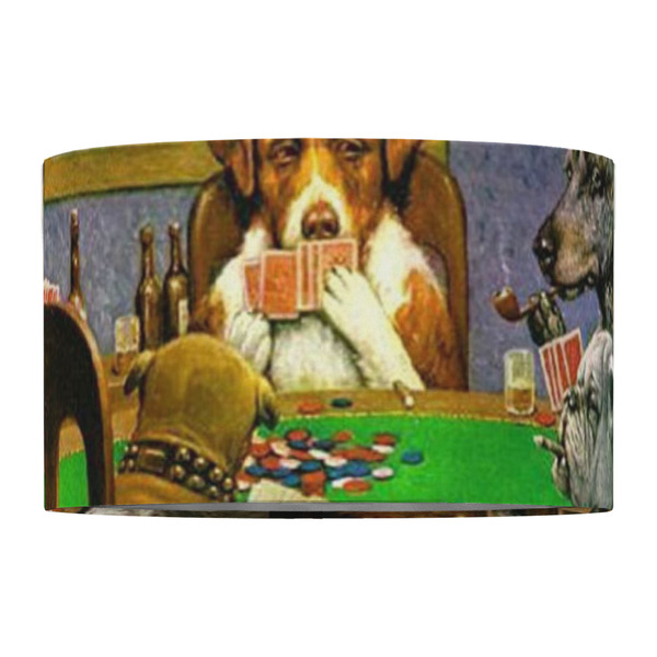 Dogs Playing Poker by C.M.Coolidge 12" Drum Lampshade - FRONT (Fabric)