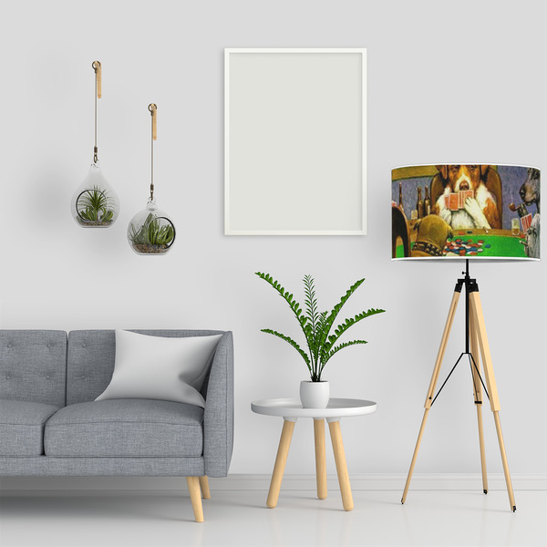 Dogs Playing Poker by C.M.Coolidge 12" Drum Lampshade - LIFESTYLE