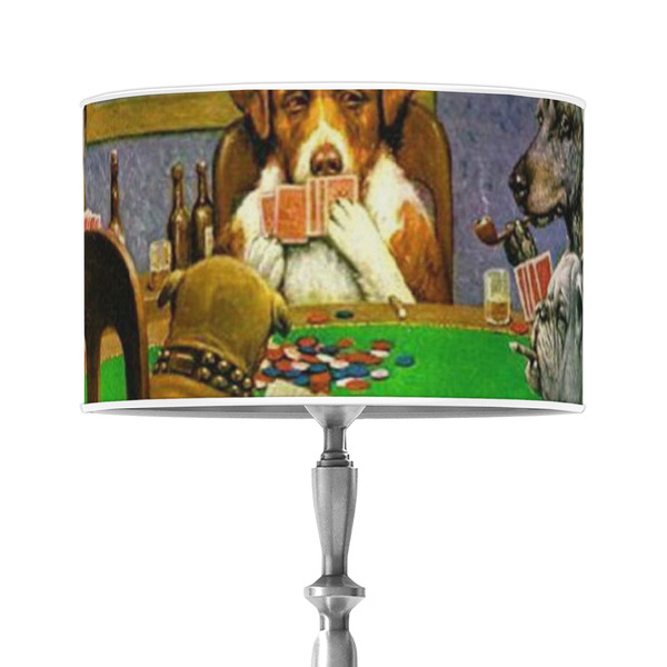 Custom Dogs Playing Poker by C.M.Coolidge 12" Drum Lamp Shade - Poly-film