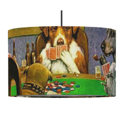 Dogs Playing Poker by C.M.Coolidge 12" Drum Pendant Lamp - Fabric