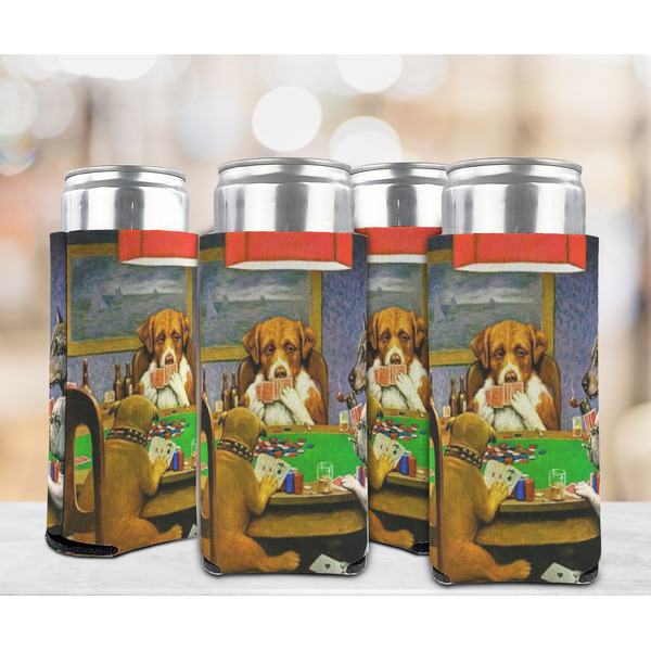 Dogs Playing Poker by C.M.Coolidge 12oz Tall Can Sleeve - Set of 4 - LIFESTYLE