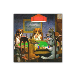 Dogs Playing Poker by C.M.Coolidge Wood Print - 12x12