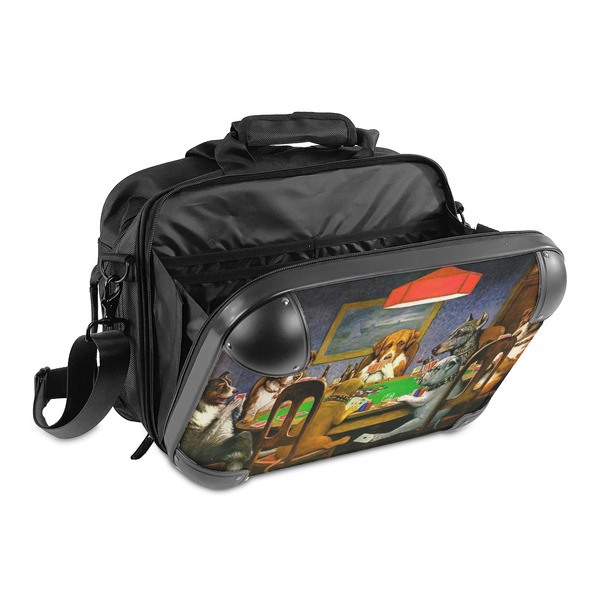 Dogs Playing Poker by C.M.Coolidge 15" Hard Shell Briefcase - Open