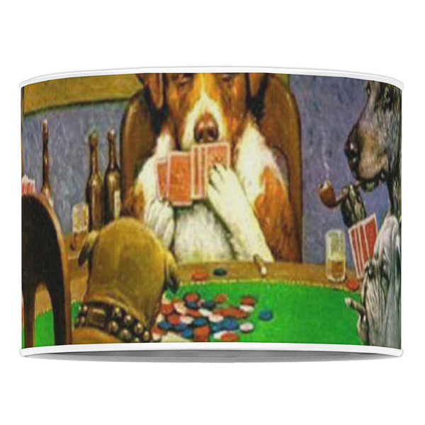 Dogs Playing Poker by C.M.Coolidge 16" Drum Lampshade - FRONT (Poly Film)