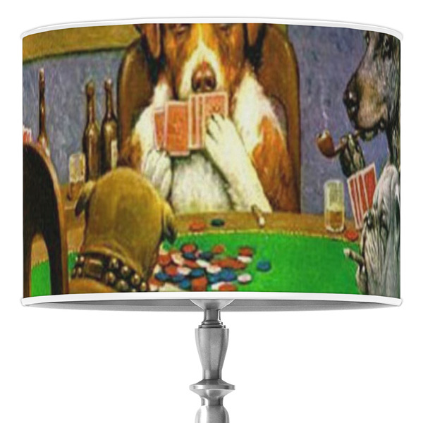Custom Dogs Playing Poker by C.M.Coolidge 16" Drum Lamp Shade - Poly-film