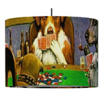 Dogs Playing Poker by C.M.Coolidge 16" Drum Pendant Lamp - Fabric