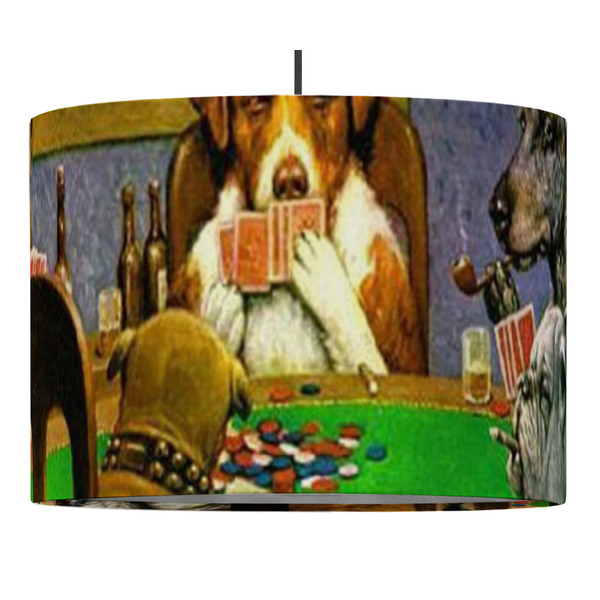 Custom Dogs Playing Poker by C.M.Coolidge Drum Pendant Lamp