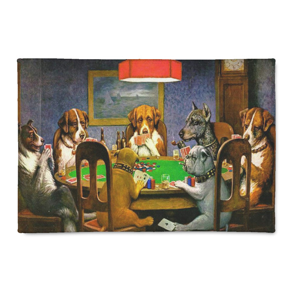 Custom Dogs Playing Poker by C.M.Coolidge 2' x 3' Indoor Area Rug
