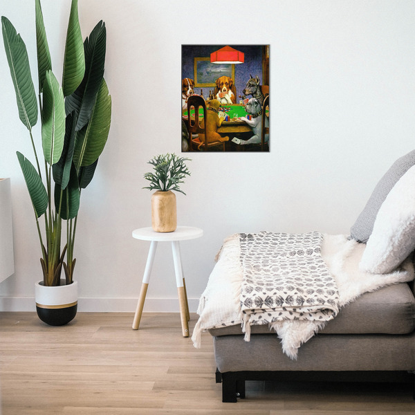 Dogs Playing Poker by C.M.Coolidge 20x24 Wood Print - In Context