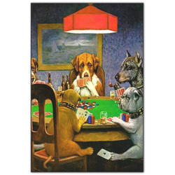 Dogs Playing Poker by C.M.Coolidge Wood Print - 20x30