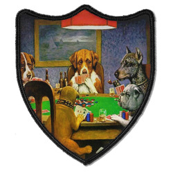Dogs Playing Poker by C.M.Coolidge Iron On Shield Patch B