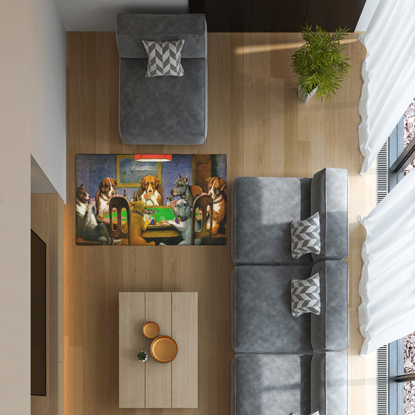 Dogs Playing Poker by C.M.Coolidge 3'x5' Indoor Area Rugs - IN CONTEXT