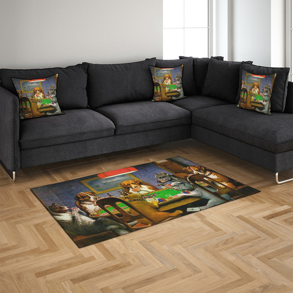 Dogs Playing Poker by C.M.Coolidge 4'x6' Indoor Area Rugs - IN CONTEXT