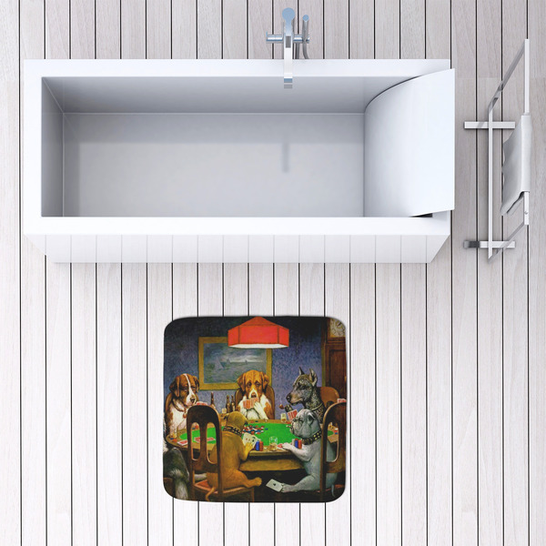 Dogs Playing Poker by C.M.Coolidge 48x48 Foam Memory Mat - LIFESTYLE