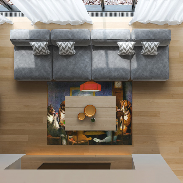 Dogs Playing Poker by C.M.Coolidge 5'x7' Indoor Area Rugs - IN CONTEXT