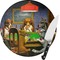 Dogs Playing Poker 1903 C.M.Coolidge Round Glass Cutting Board - Small