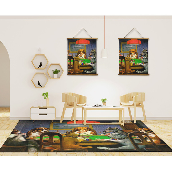 Dogs Playing Poker by C.M.Coolidge 8'x10' Indoor Area Rugs - IN CONTEXT