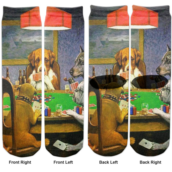 Dogs Playing Poker by C.M.Coolidge Adult Crew Socks - Double Pair - Front and Back - Apvl