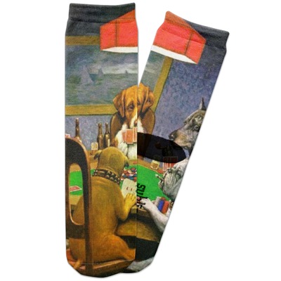 Dogs Playing Poker by C.M.Coolidge Adult Crew Socks