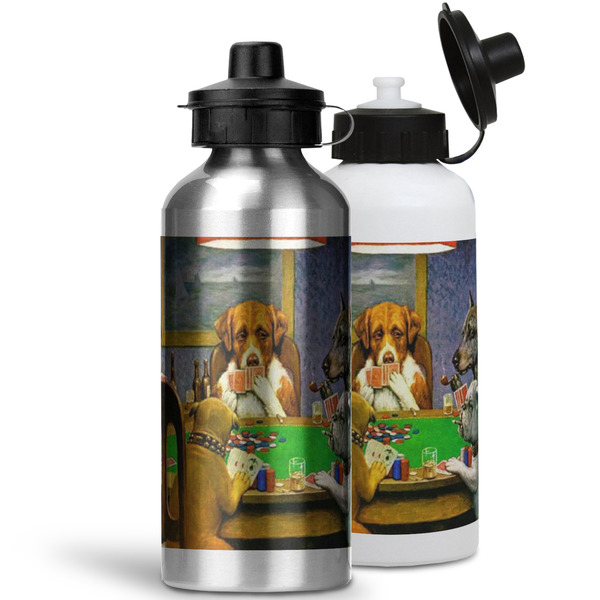 Dogs Playing Poker by C.M.Coolidge Aluminum Water Bottles - MAIN (white &silver)