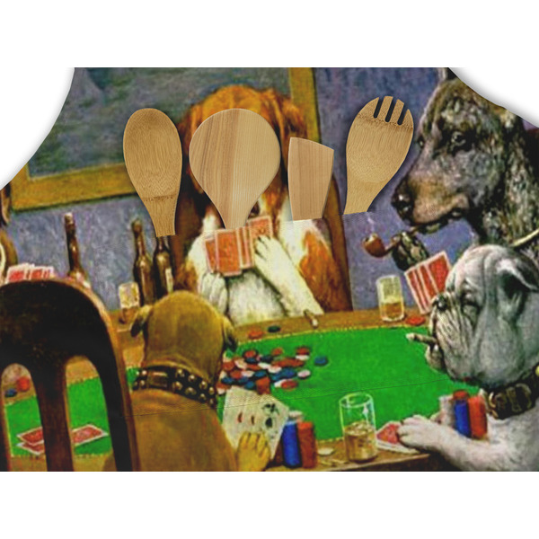 Dogs Playing Poker by C.M.Coolidge Apron - Pocket Detail with Props