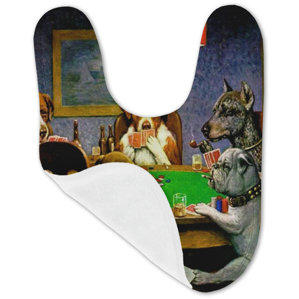 Dogs Playing Poker by C.M.Coolidge Baby Bib - AFT folded