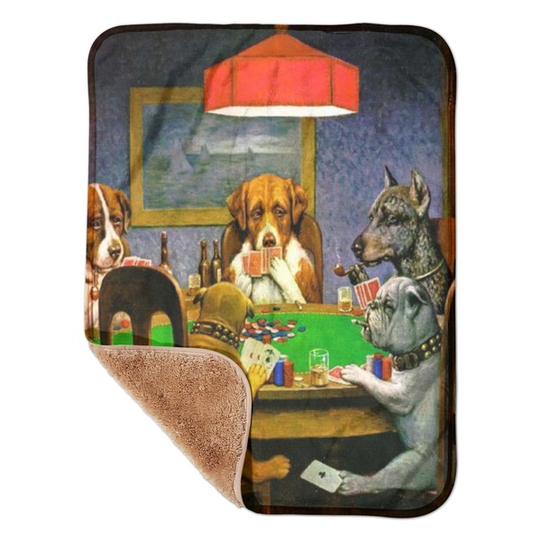 Custom Dogs Playing Poker by C.M.Coolidge Sherpa Baby Blanket - 30" x 40"